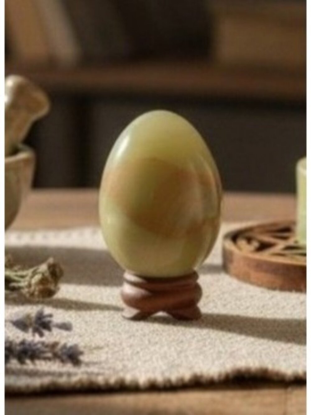 Polished Green Onyx Stone Egg 0.93 lb Banded Crystal Witch Altar Decor Stone